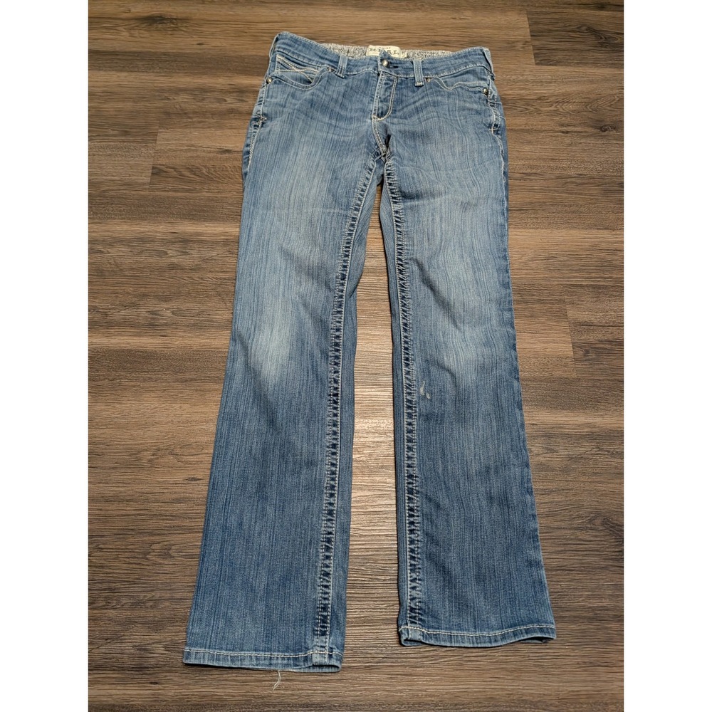 Ariat REAL Denim Womens 31R Medium Wash Bootcut Jeans Embroidered Pockets